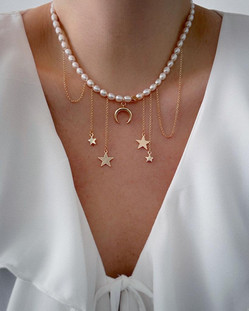 Жемчужный чокер с подвесками (позолота)