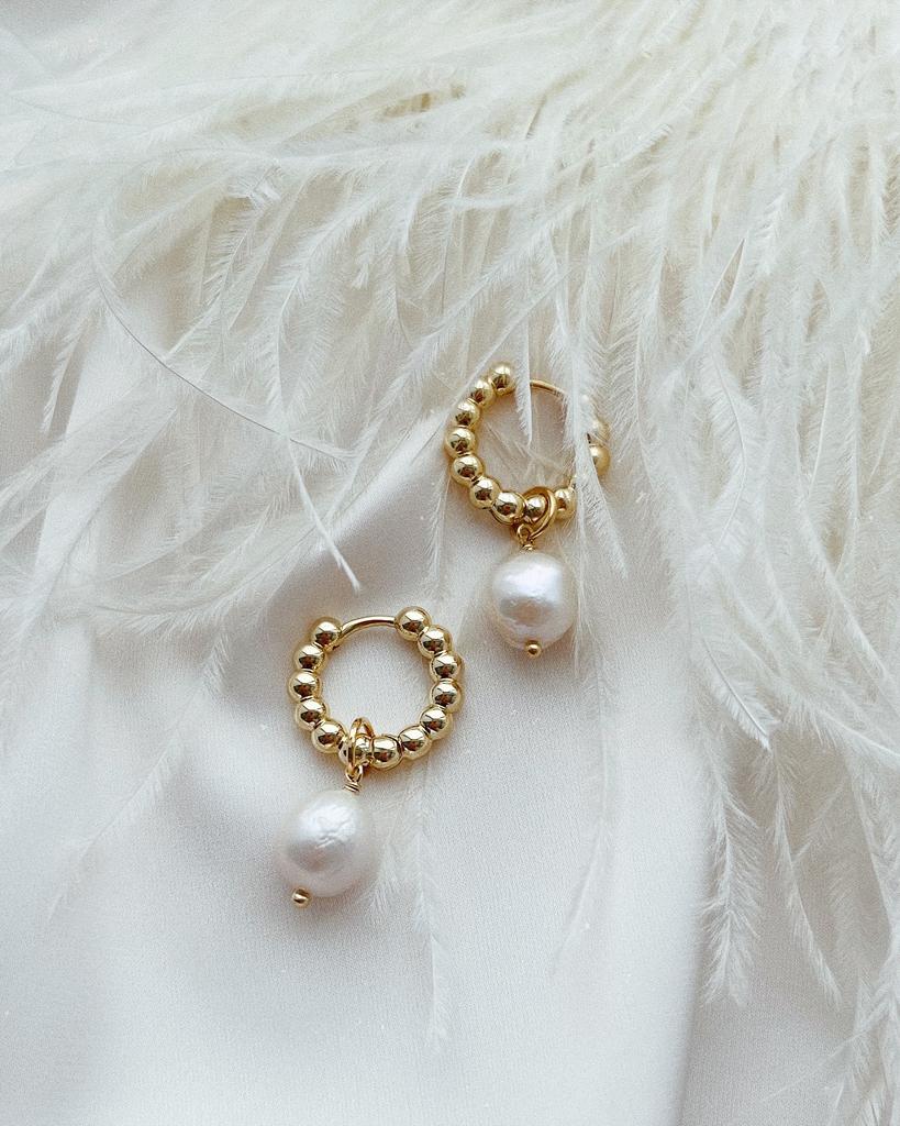 Серьги - кольца с жемчугом Касуми (позолота)
