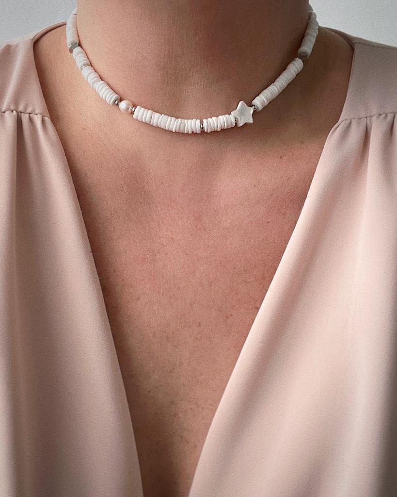 Чокер из ракушечника (родий)