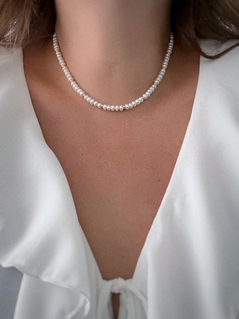 Чокер из жемчуга с вставками (позолота)