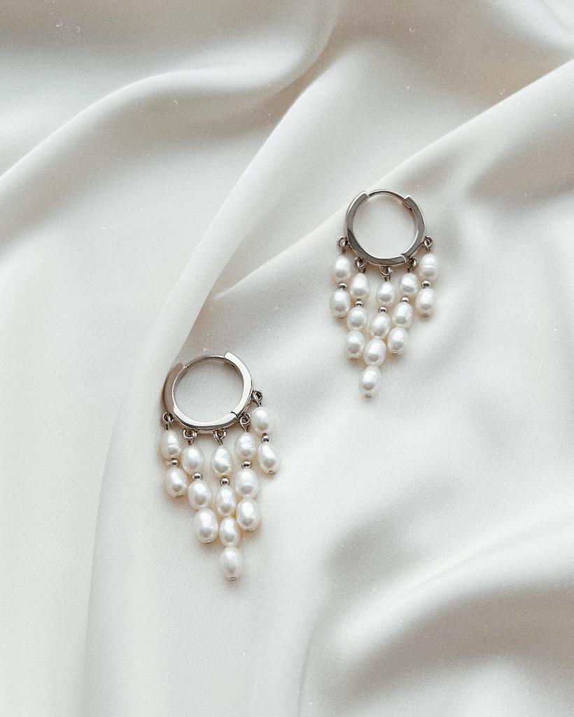 Серьги с жемчугом (родий)