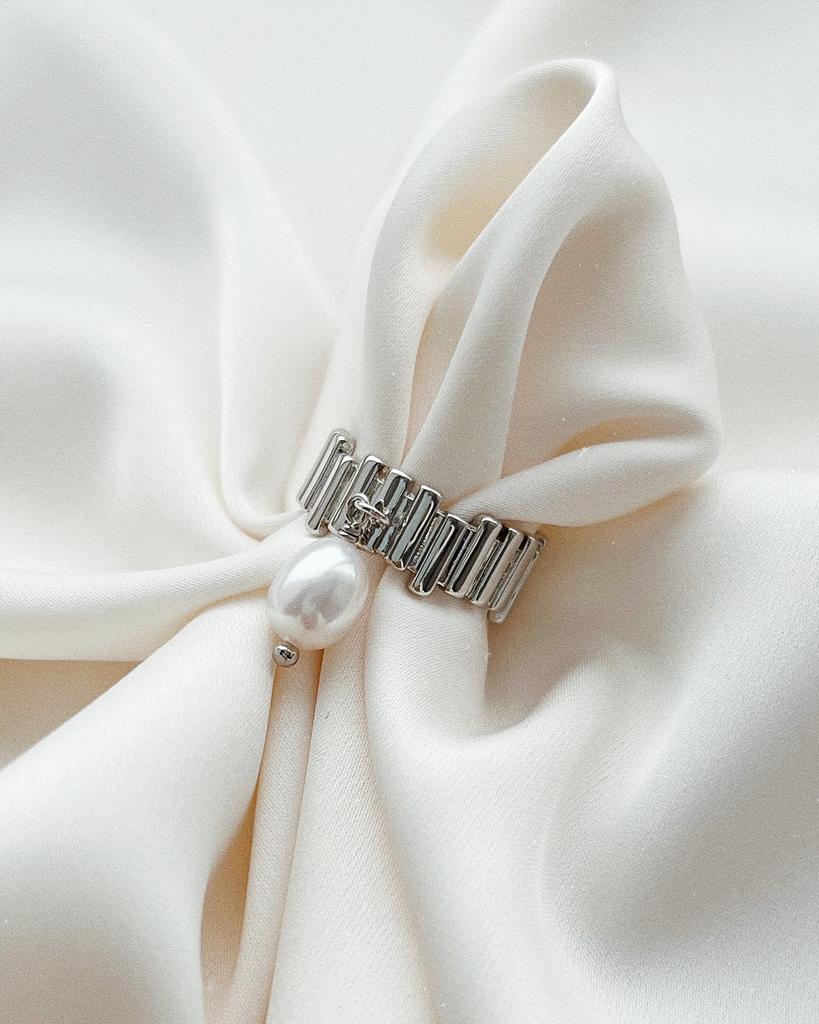 Кольцо с жемчужинкой (родий)