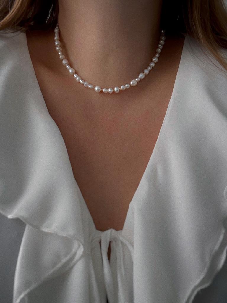 Чокер из разного  жемчуга (позолота)