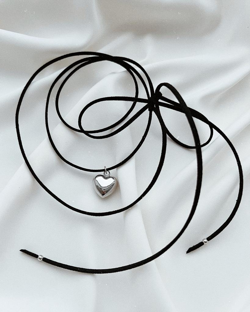 Чокер с сердцем (родий)