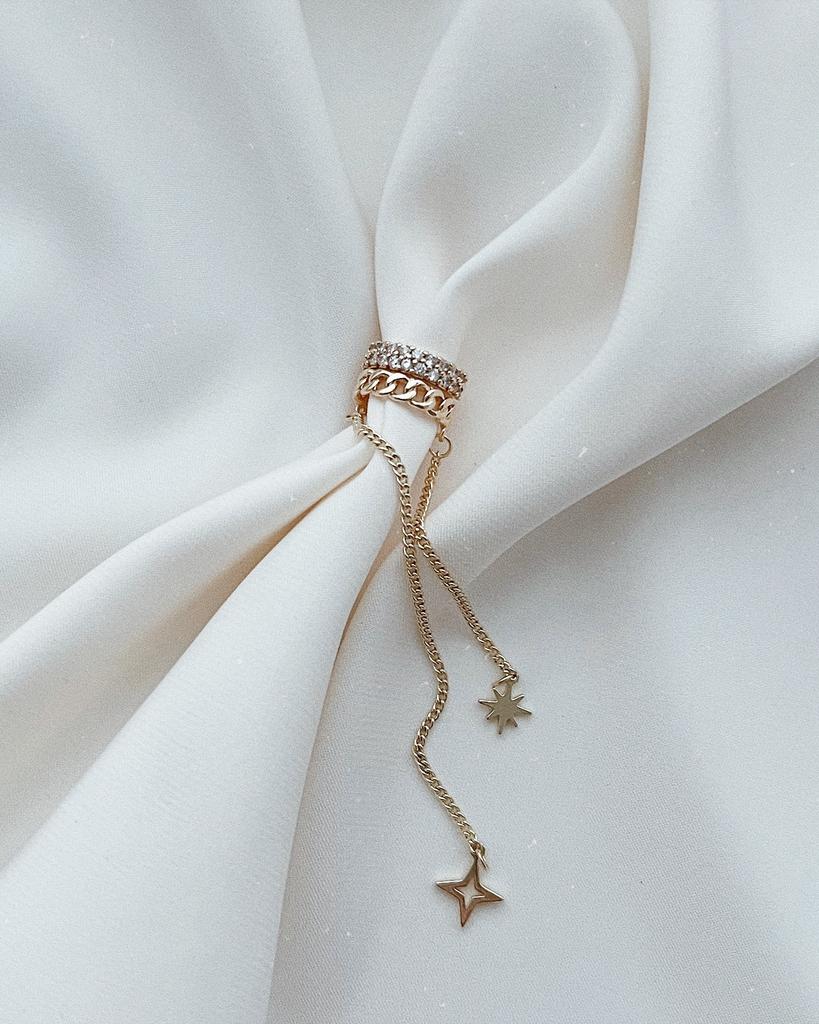 Кафф с фианитами и подвесками (позолота)