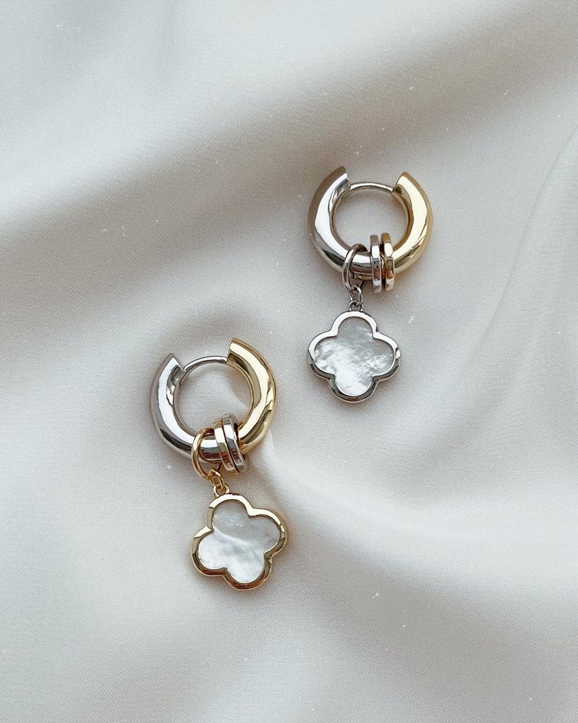 Серьги - кольца биколор (клевер)