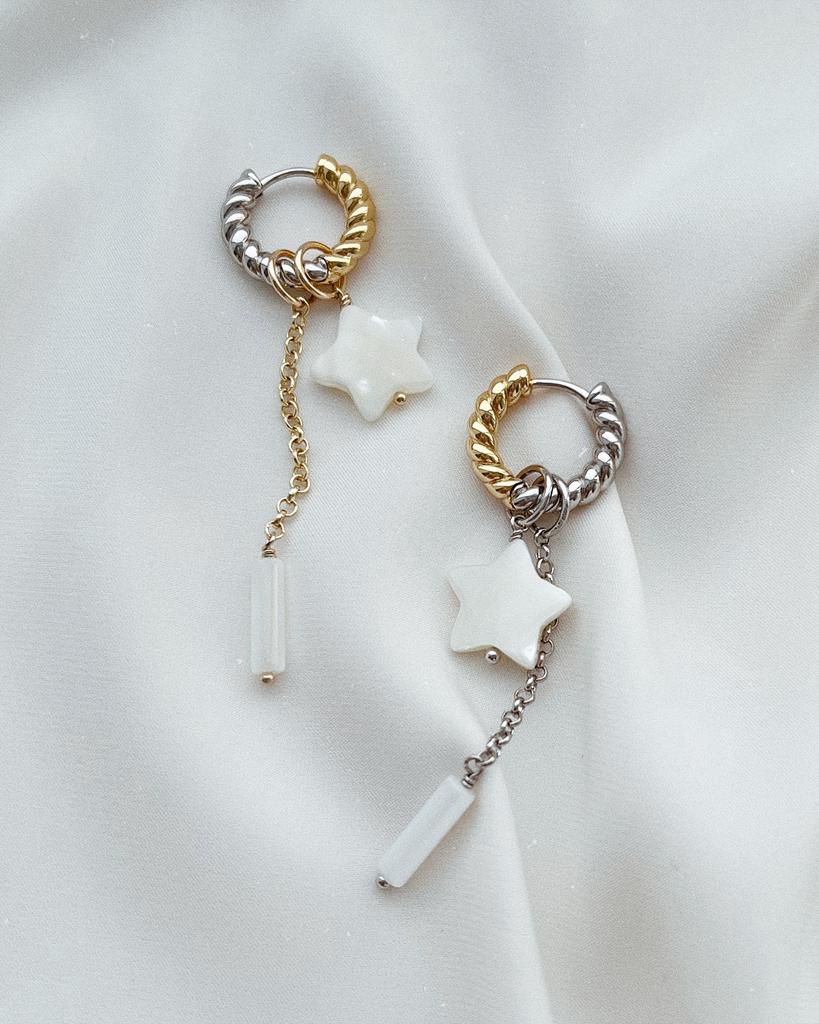 Серьги - биколор с перламутровыми подвесками