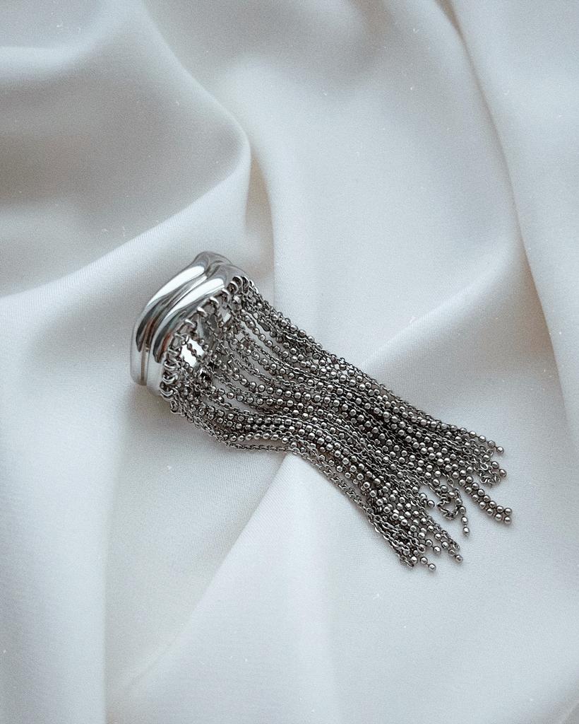 Кольцо с цепочками (родий)