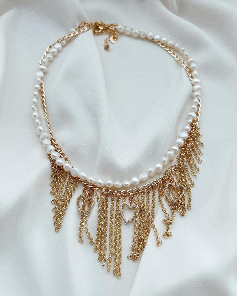 Комплект: жемчужный чокер и цепочка (позолота)