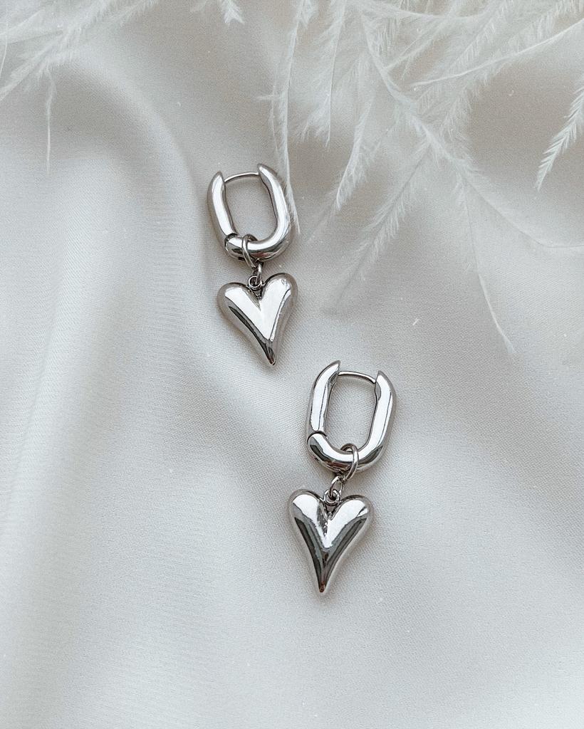 Серьги - сердечки mini (родий)