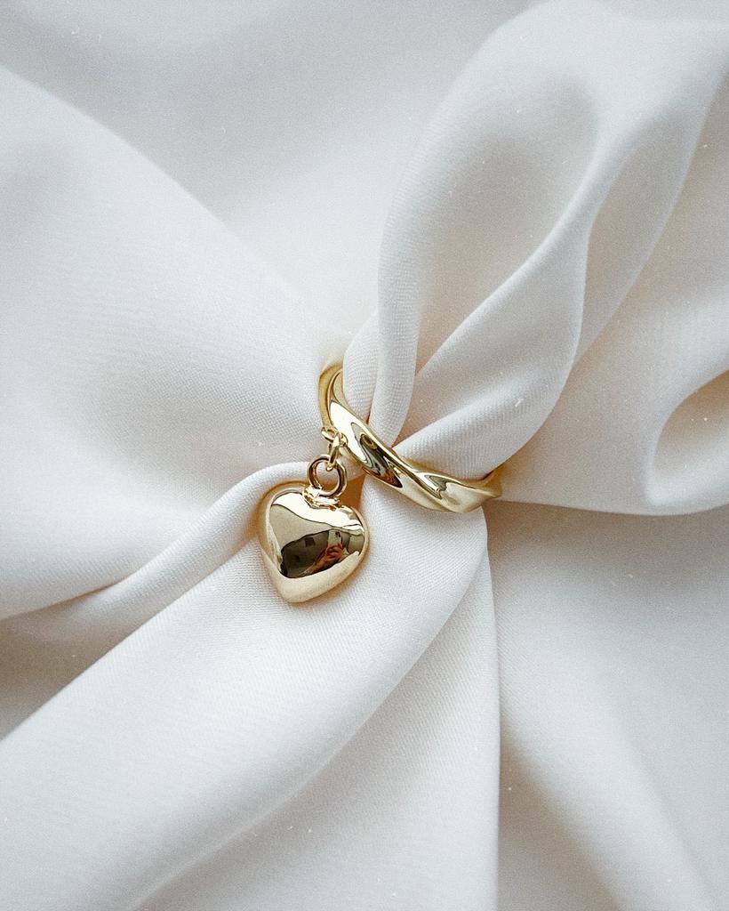 Кольцо с сердцем (позолота)