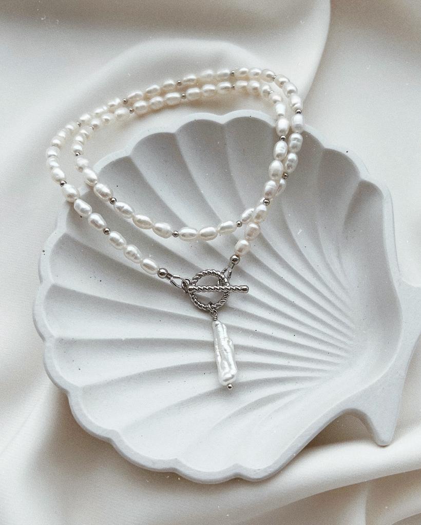 Колье из жемчуга (родий)