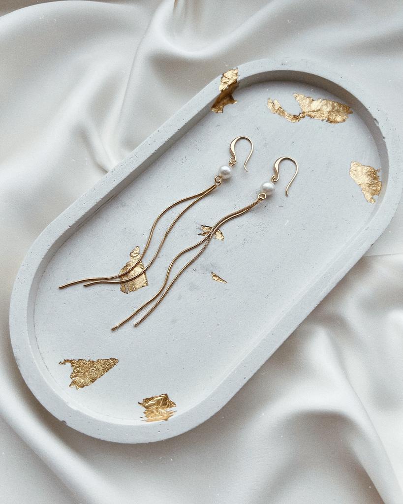 Серьги - крючки с жемчугом (позолота)