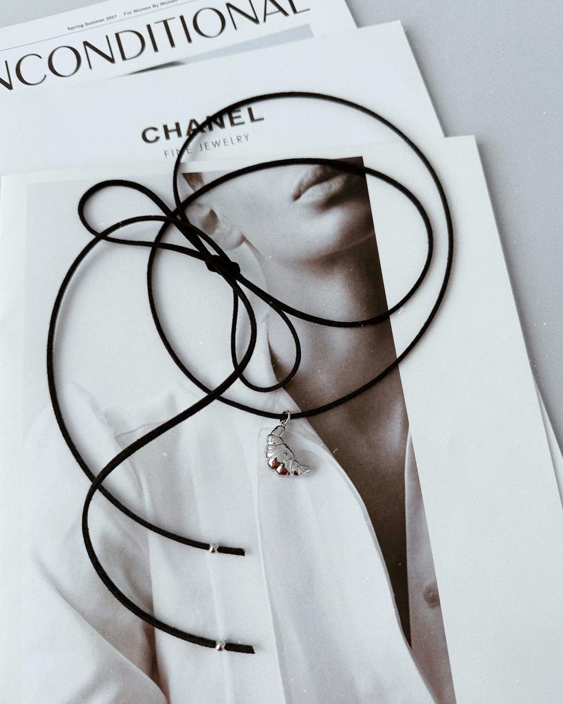 Чокер с круассаном (родий)