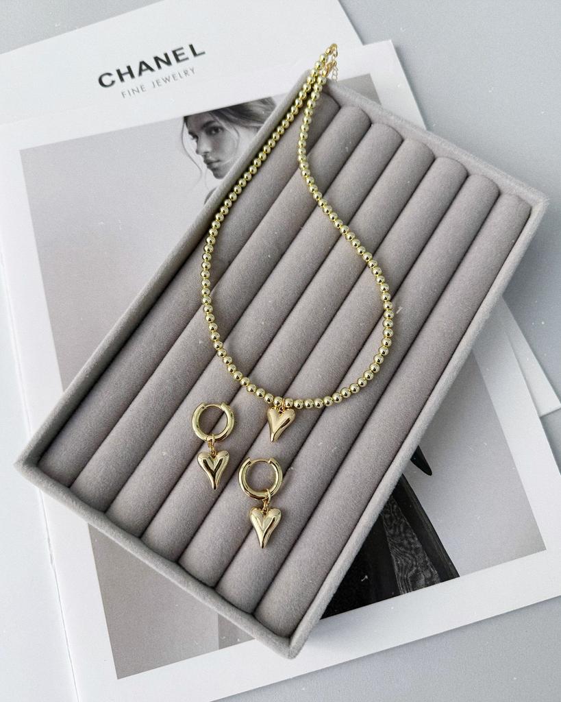 Комплект: чокер и серьги из гематита (позолота)