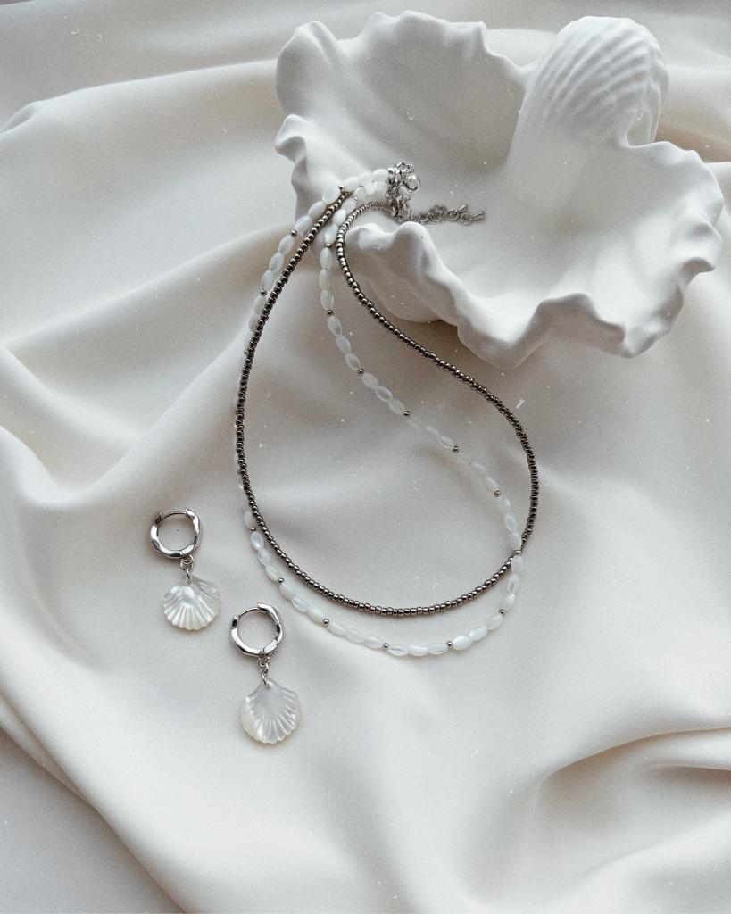 Комплект из перламутра (родий)