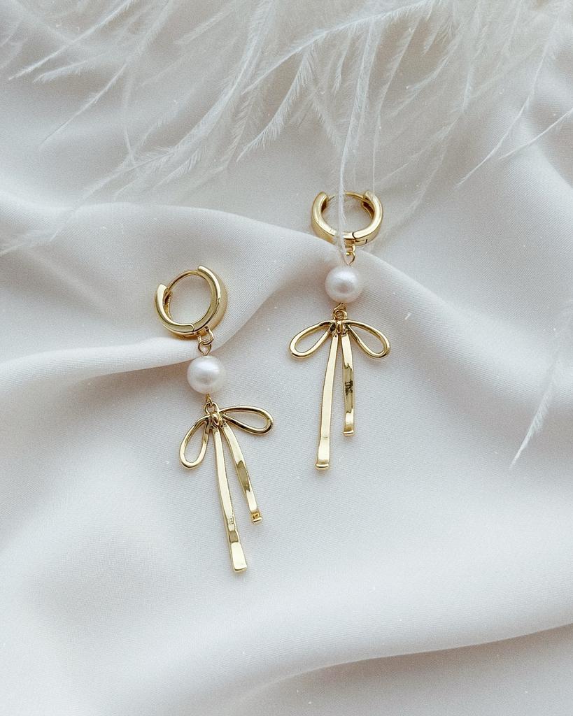 Серьги c бантиками (позолота)