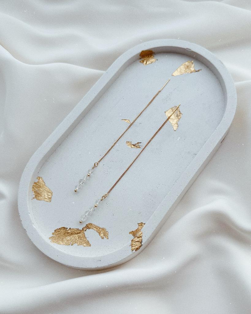 Серьги - протяжки с горным хрусталем (позолота)