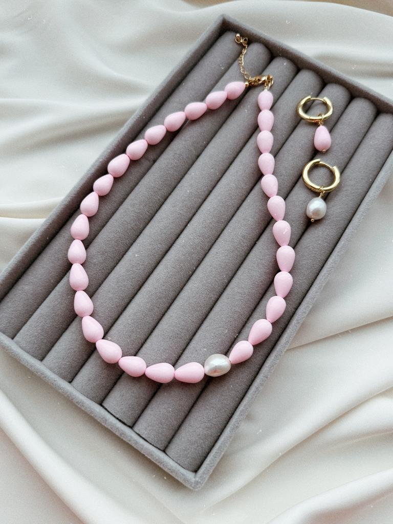 Комплект c розовыми каплями (позолота)