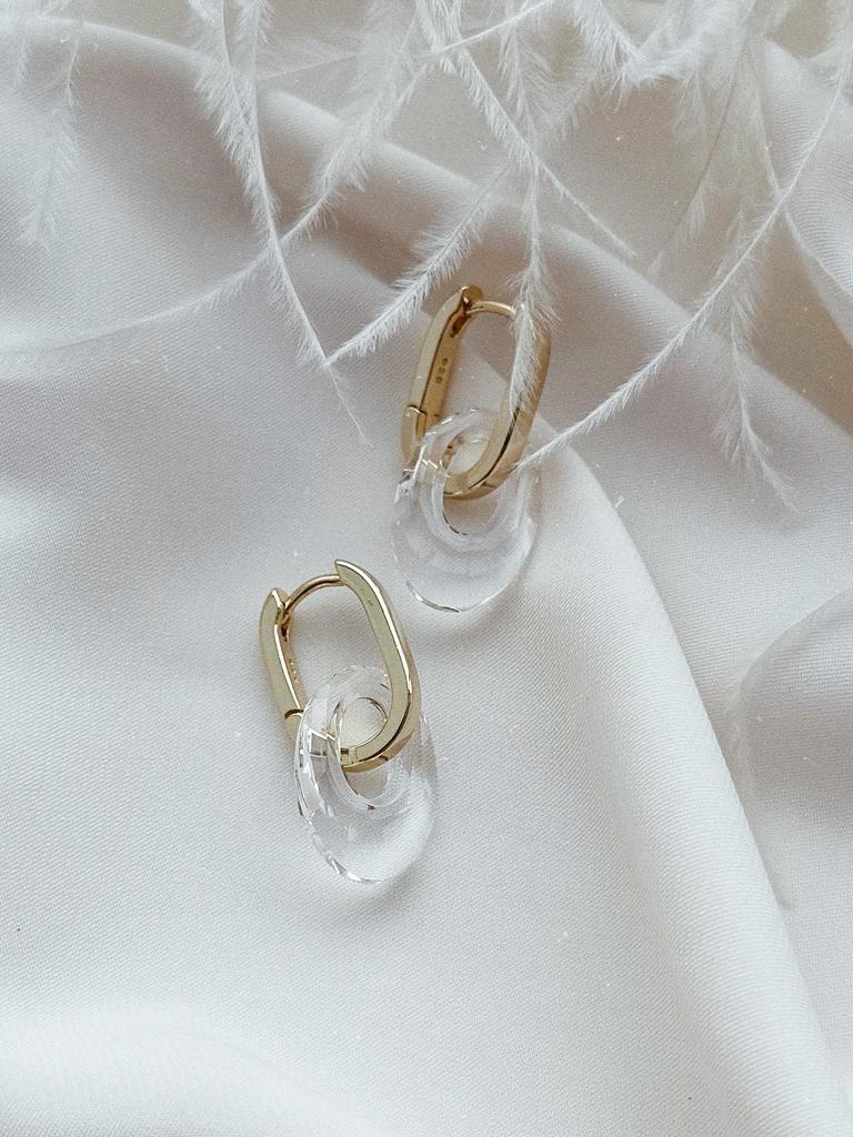 Серьги - хупы с кристаллами Swarovski (позолота)