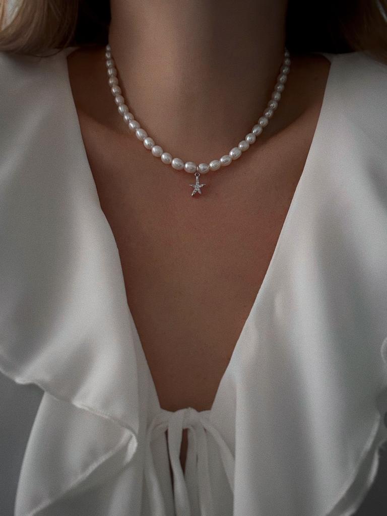 Чокер с морской звездочкой (родий)