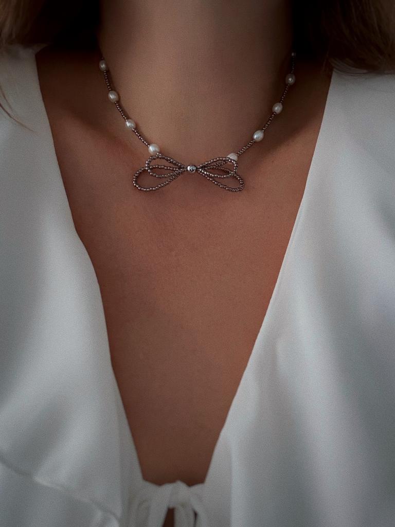 Чокер с бантиком (родий)