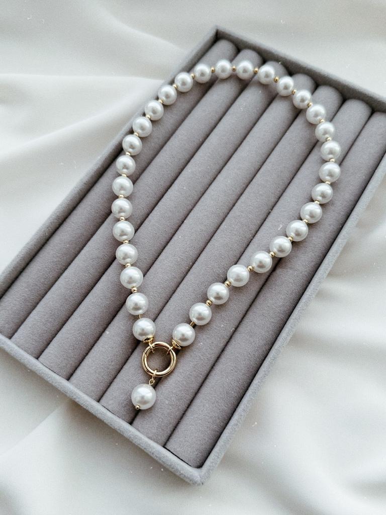 Колье - трансформер из жемчуга Майорка (позолота)