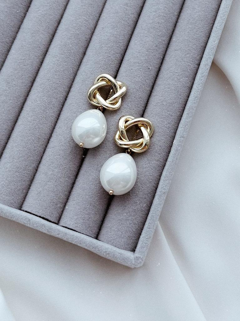 Серьги с жемчугом Майорка (капли, позолота)