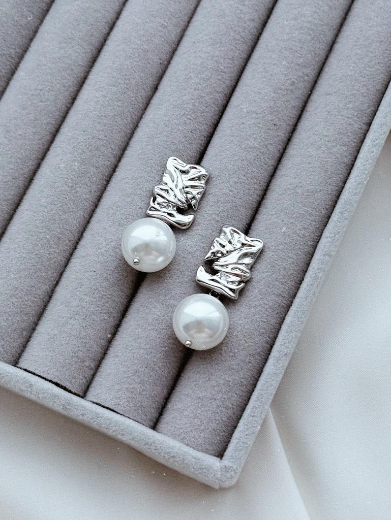 Серьги с жемчугом Майорка (родий)