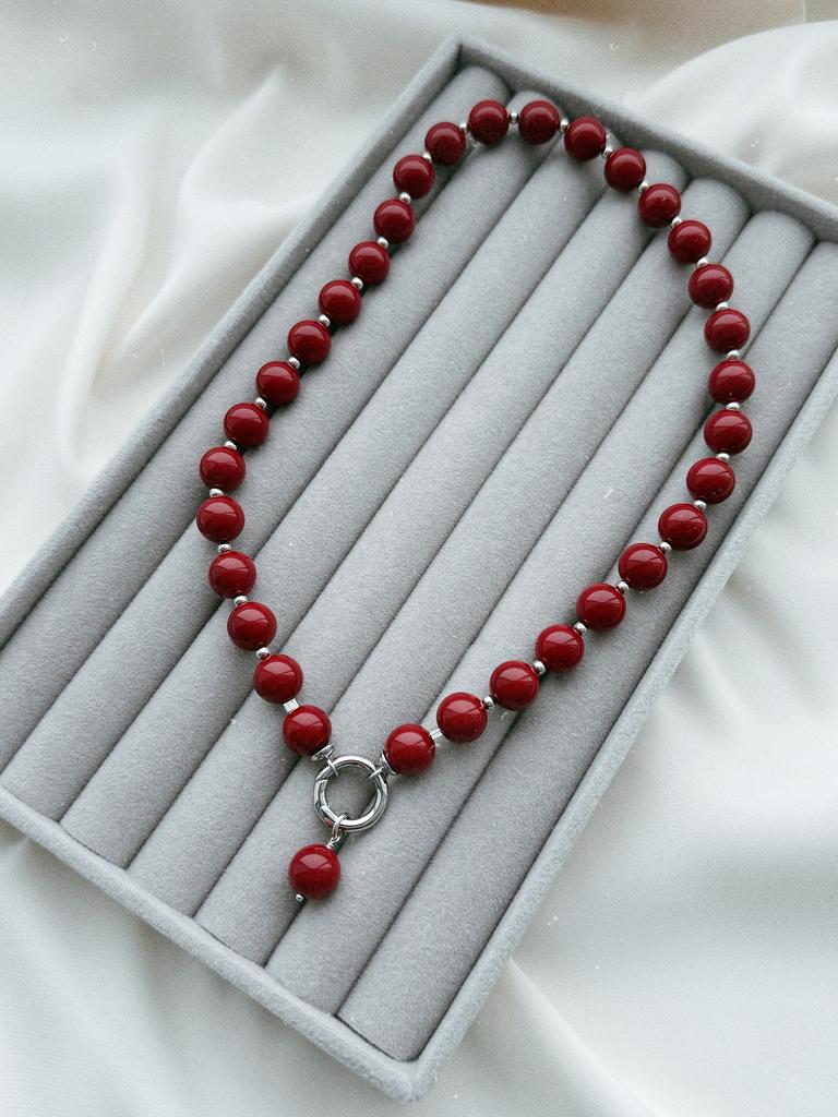 Колье - трансформер из жемчуга Майорка (бордо, родий)