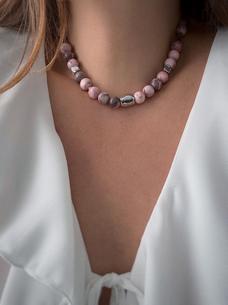 Чокер из яшмы (родий)