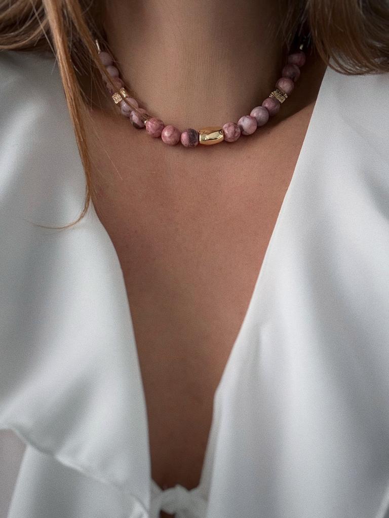 Чокер из яшмы (позолота)