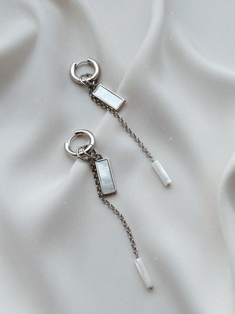 Серьги с перламутром (родий)