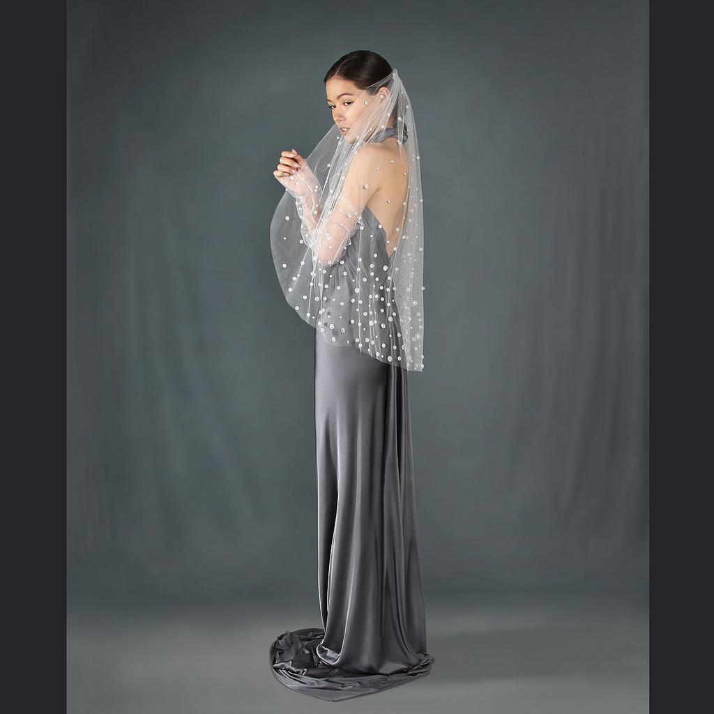 Фата короткая с жемчугом