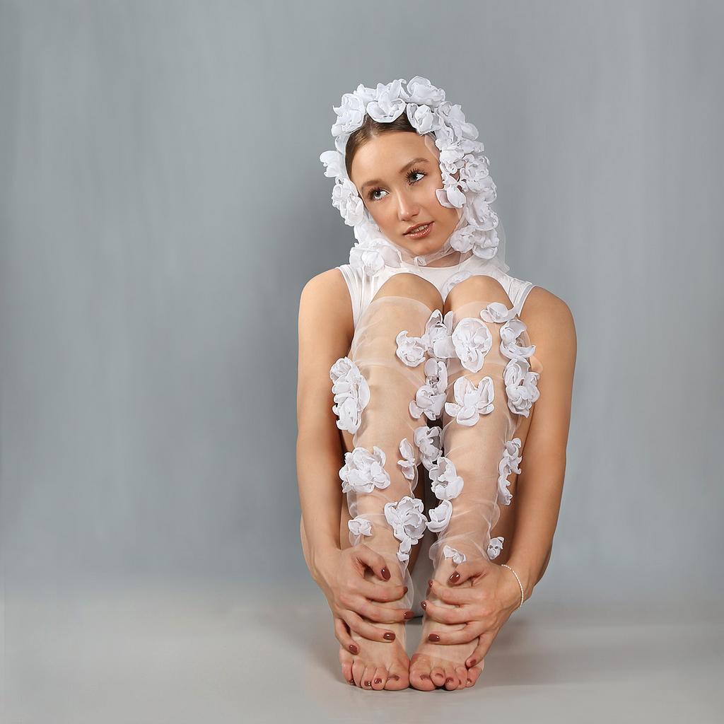 Носки свадебные с цветами