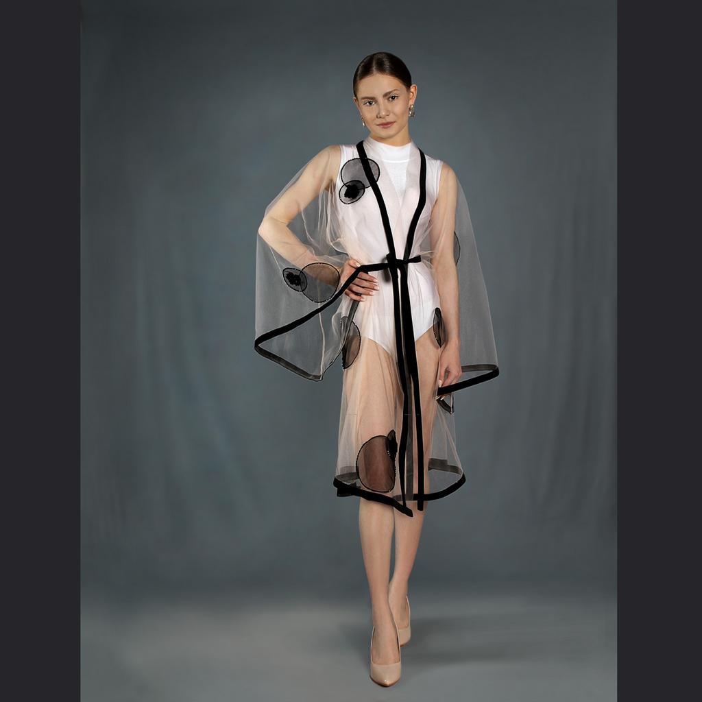 Халат короткий с аппликацией круги