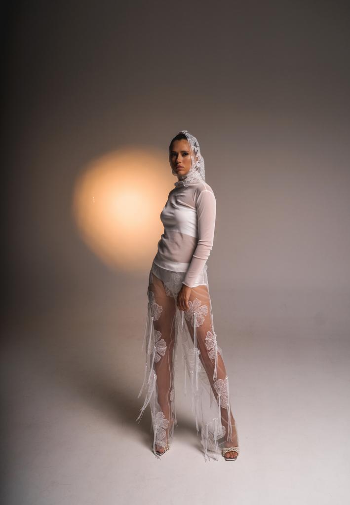 Брюки фатиновые с кружевом