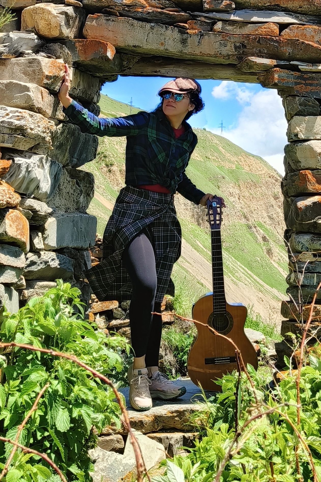 Юбка-килт трансформер серо-зелёный тартан