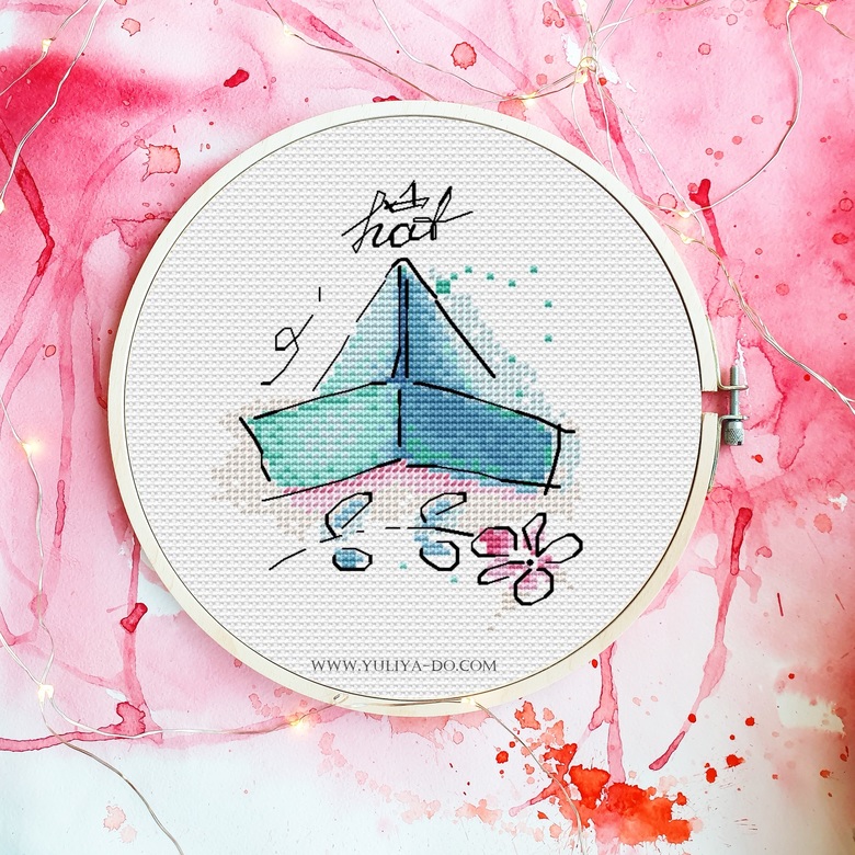 Схема вышивки "Весенние оригами. Шапочка" (51*66 крестиков)