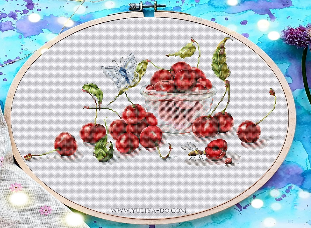 Схема вышивки "Натюрморт с черешней" (219*113крестиков)