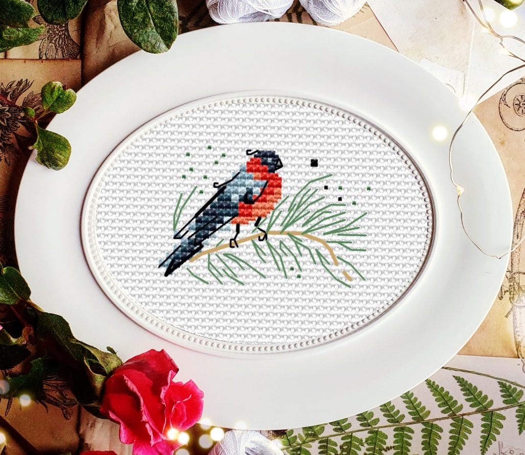 Схема вышивки "Снегирь 2 мини" (30х19 кр.)