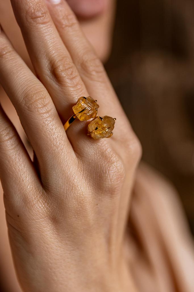 Кольцо с двойным цитрином