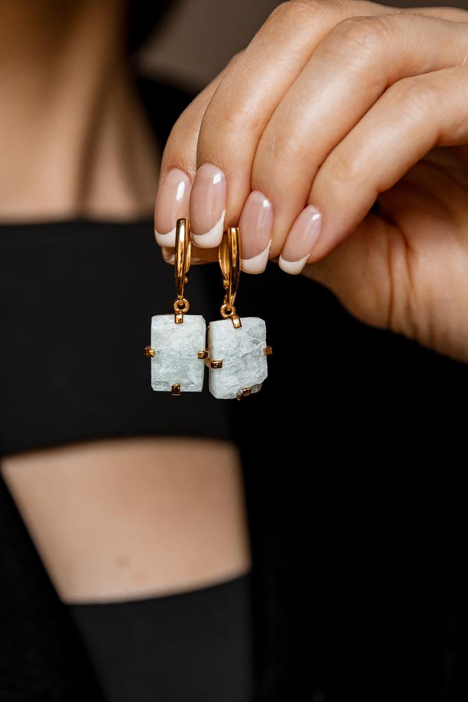 Серьги аквамарином