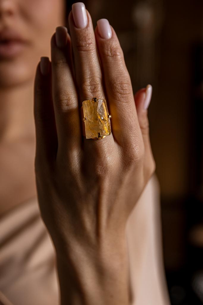 Кольцо кафф с цитрином