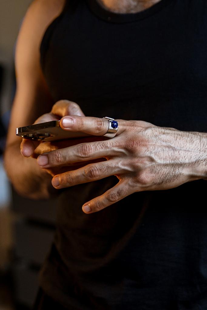 Кольцо мужское РИТМ с лазуритом