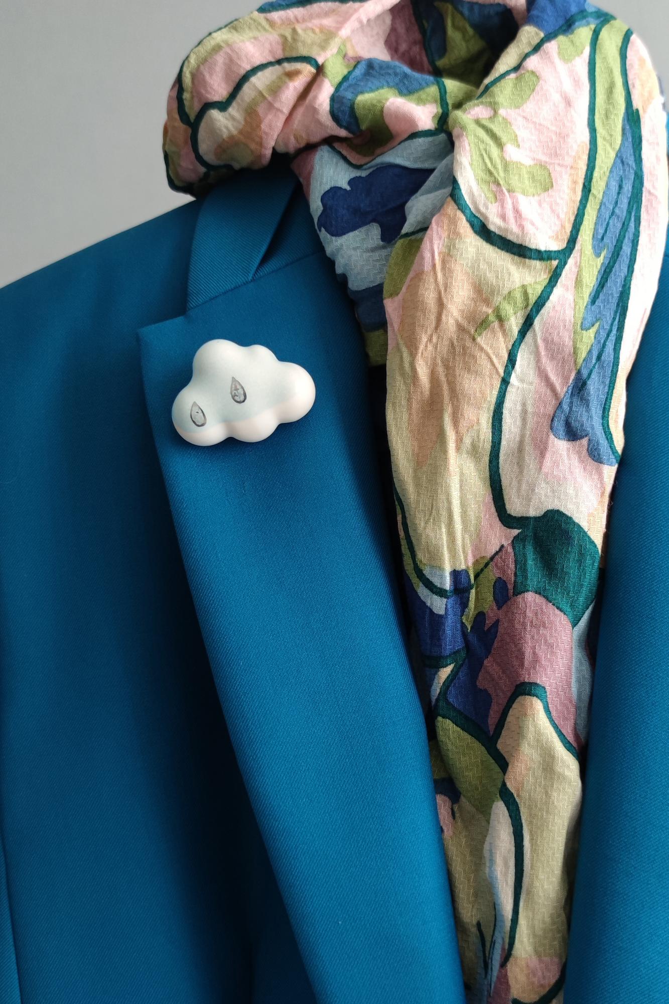 брошь ОБЛАКО В ГОЛУБОЙ ГЛАЗУРИ