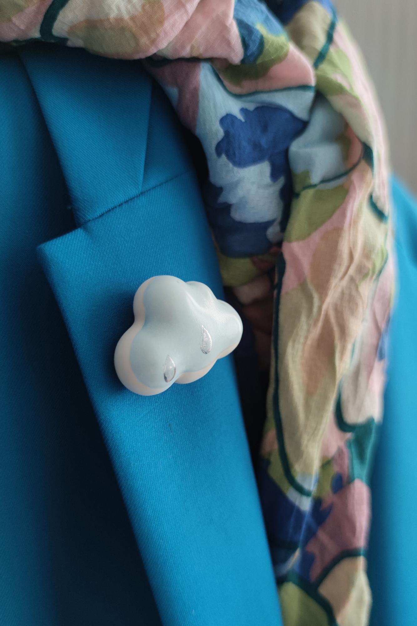 брошь ОБЛАКО В ГОЛУБОЙ ГЛАЗУРИ