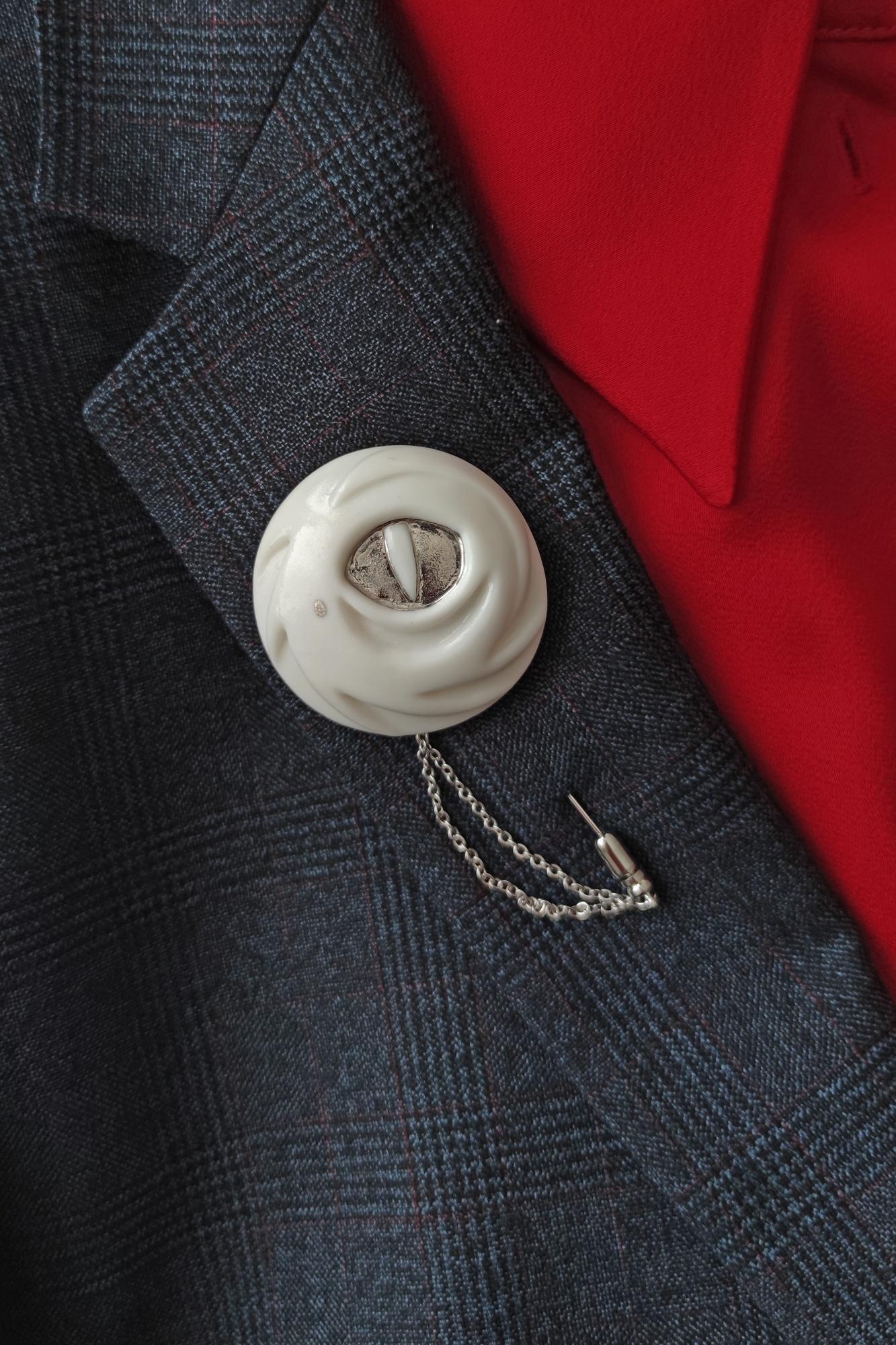 брошь ДРАКОН НА БУЛАВКЕ С ЦЕПОЧКОЙ ПЛАТИНА