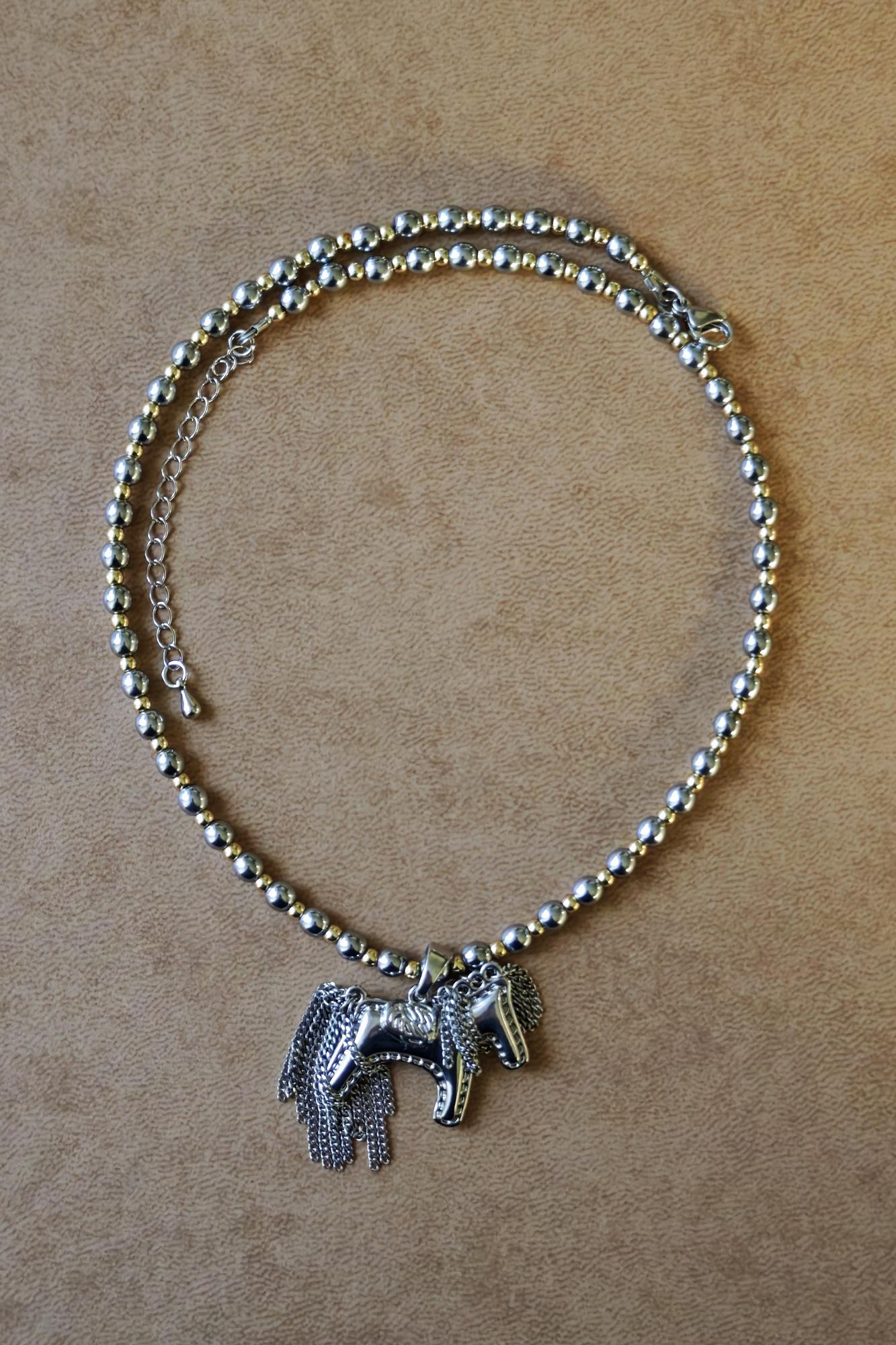 чокер КОНЬ серебристый