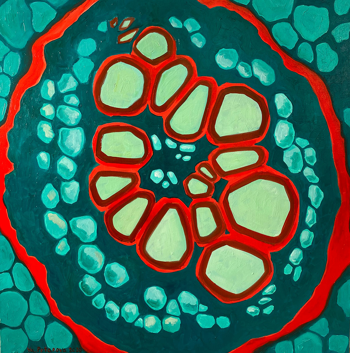 Картина со смыслом, абстракция из серии "В потоке 7", маслом на холсте 60х60 см, YAPOTAPOVA